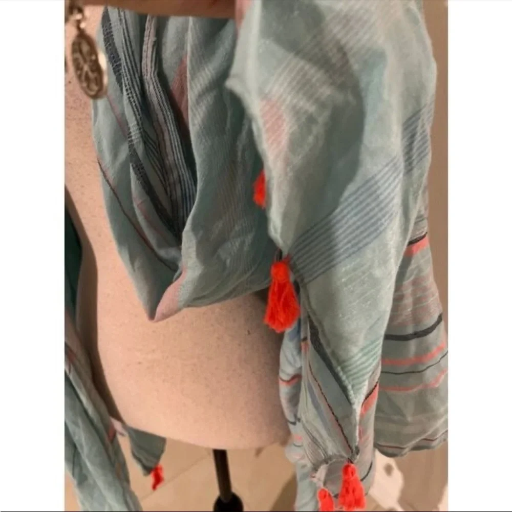 Woven heart S/M poncho open cardigan fringe 1446